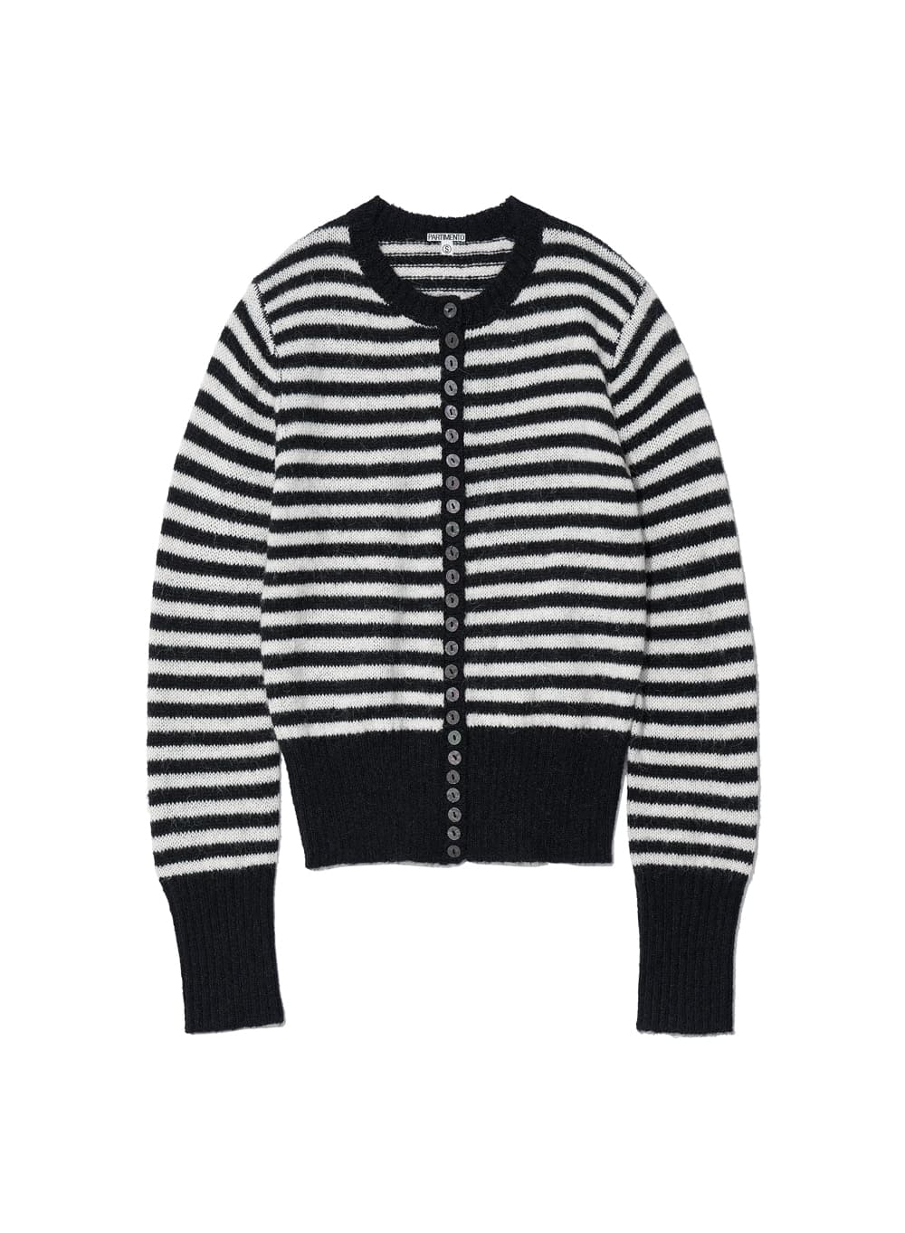 WIDE RIB BUTTON-UP KNIT CARDIGAN_BLACK STRIPE