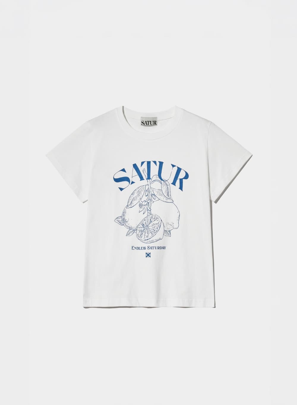 (W) Capri Citron Drawing Summer Graphic T-Shirt - Light Blue
