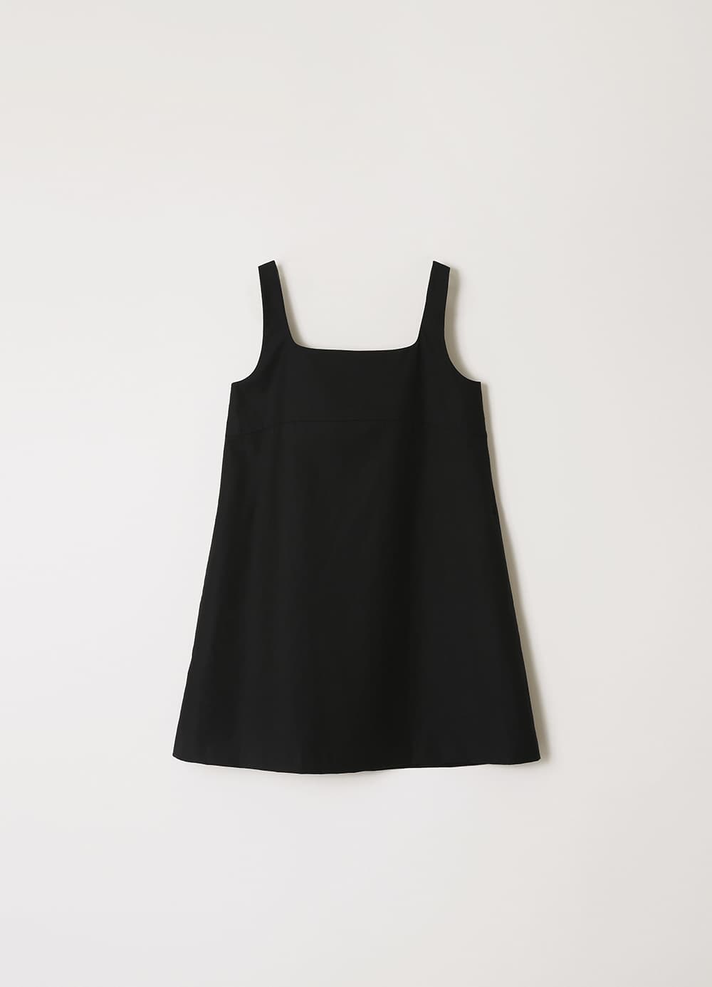 Squared-Neck Mini Dress - Black