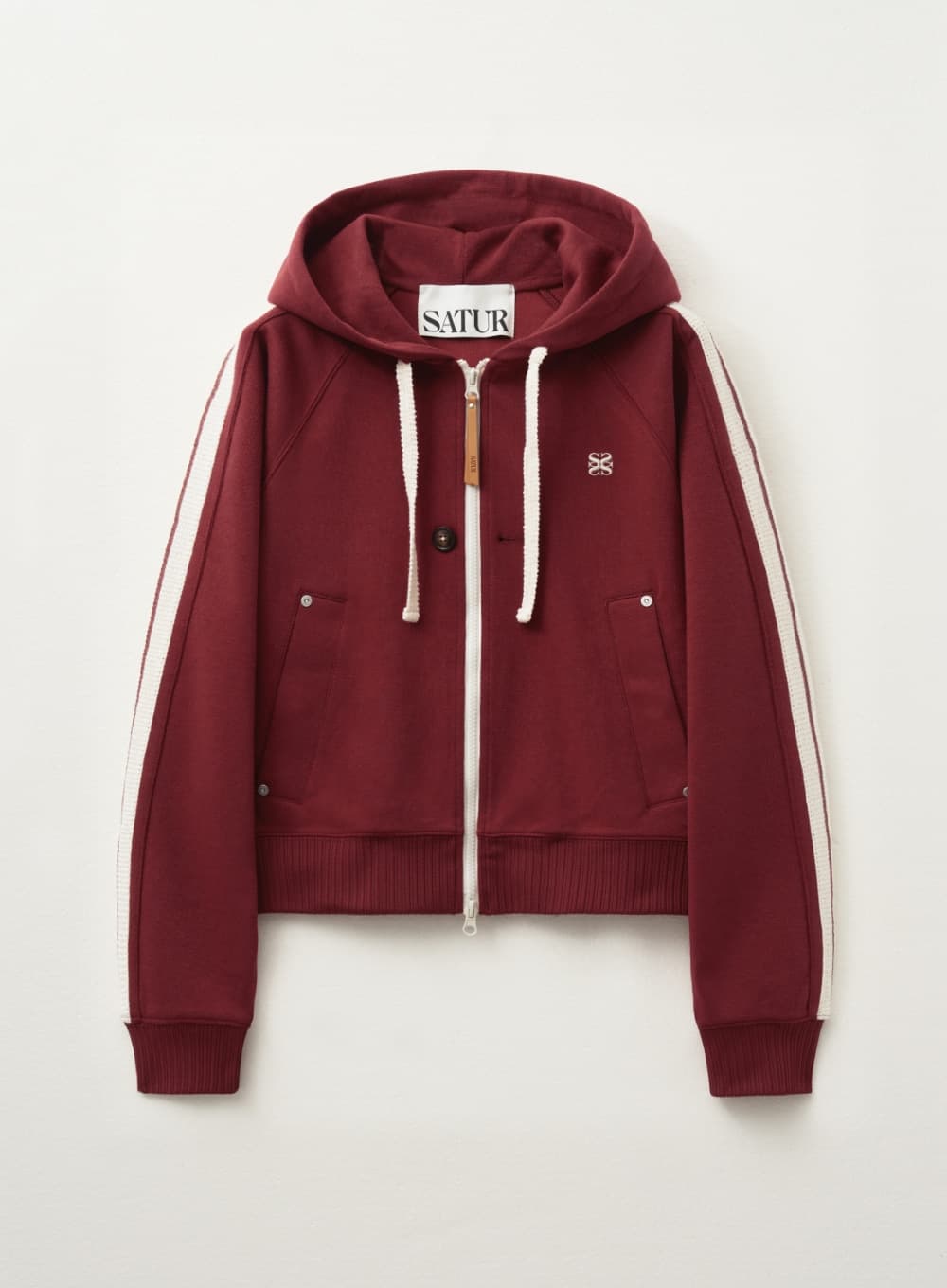 (W) Lawton Loose Fit Hood Zip-up - Burgundy