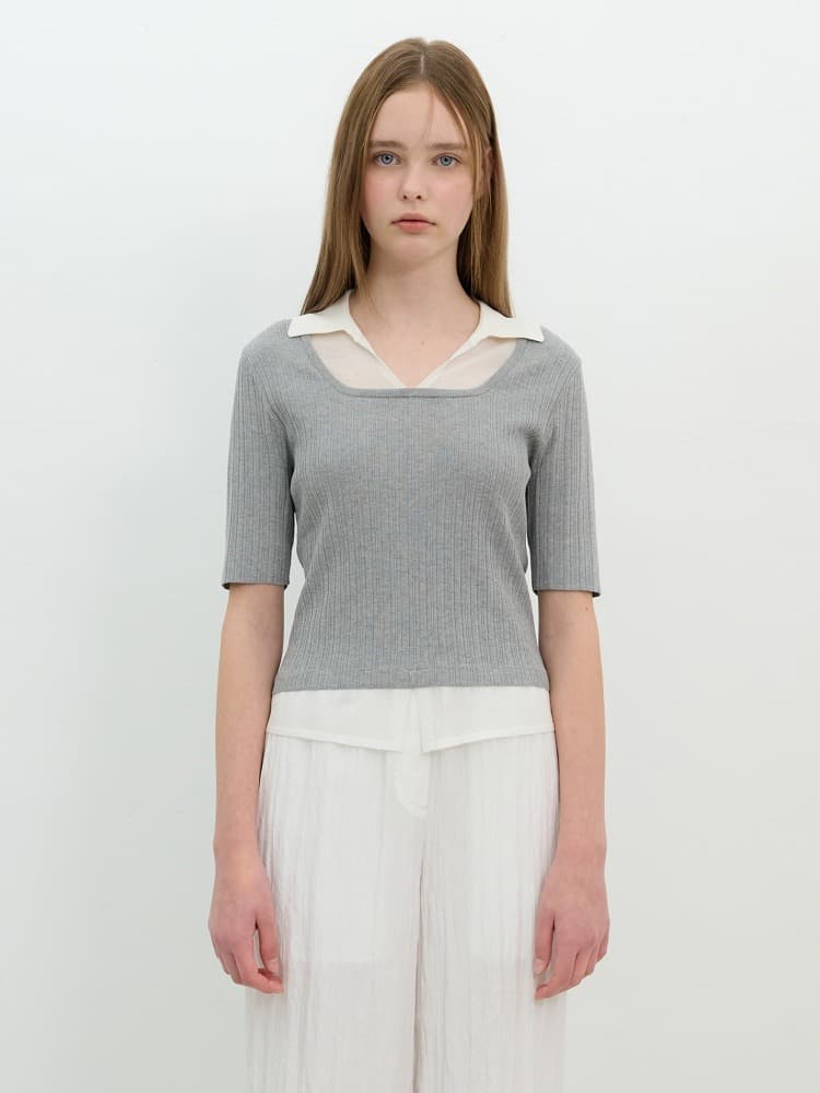 니트 레이어드 골지 슬림핏 풀오버 OK5MP4310