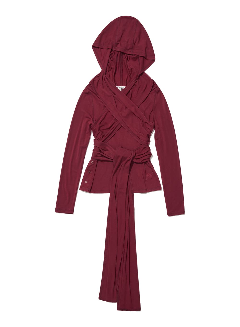 SCOOP-NECK MULTI STRAP HOODIE JERSEY TOP_RED