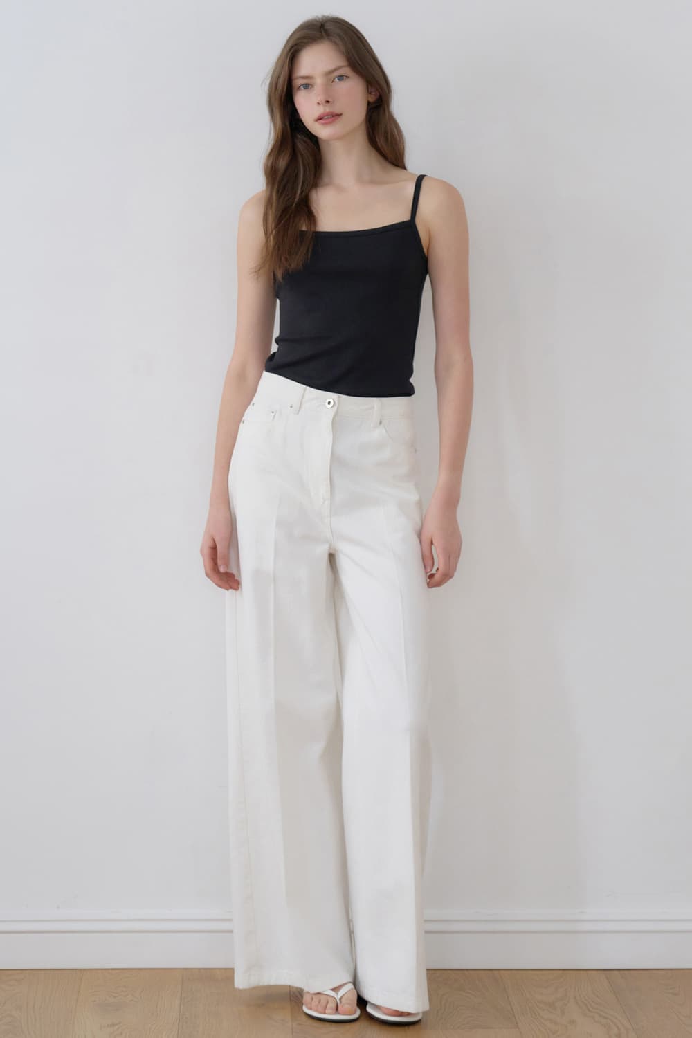 Summer wide denim White [N6PSDN01]