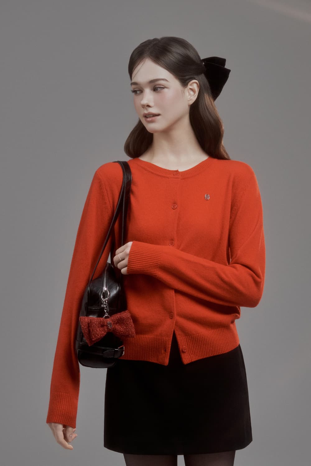 Christie Wool Knit Cardigan - Red