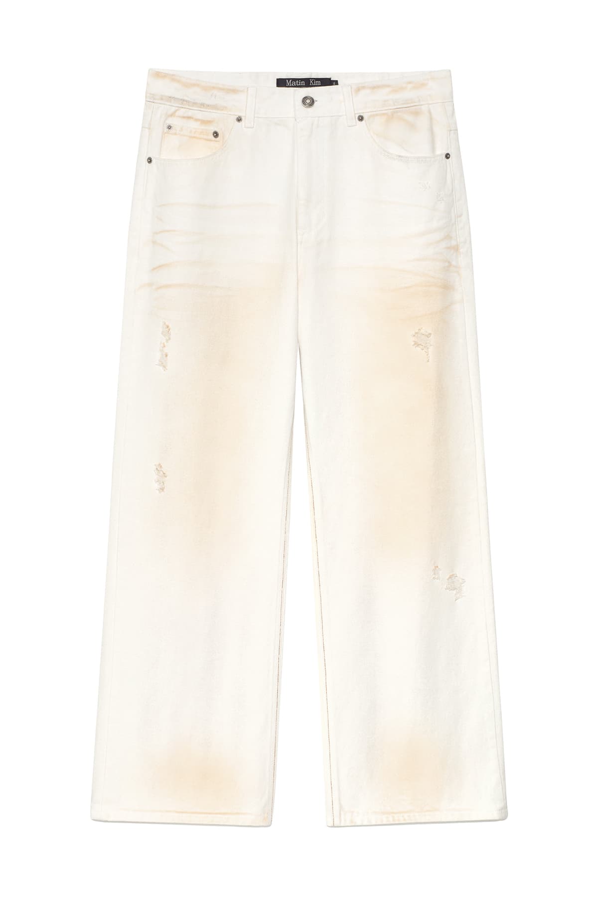 EMBO WASHED DENIM PANTS FOR MEN IN IVORY