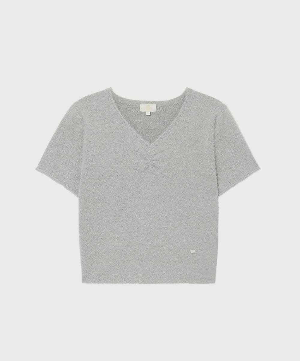 우먼 헤어리 하프 니트 Light Gray