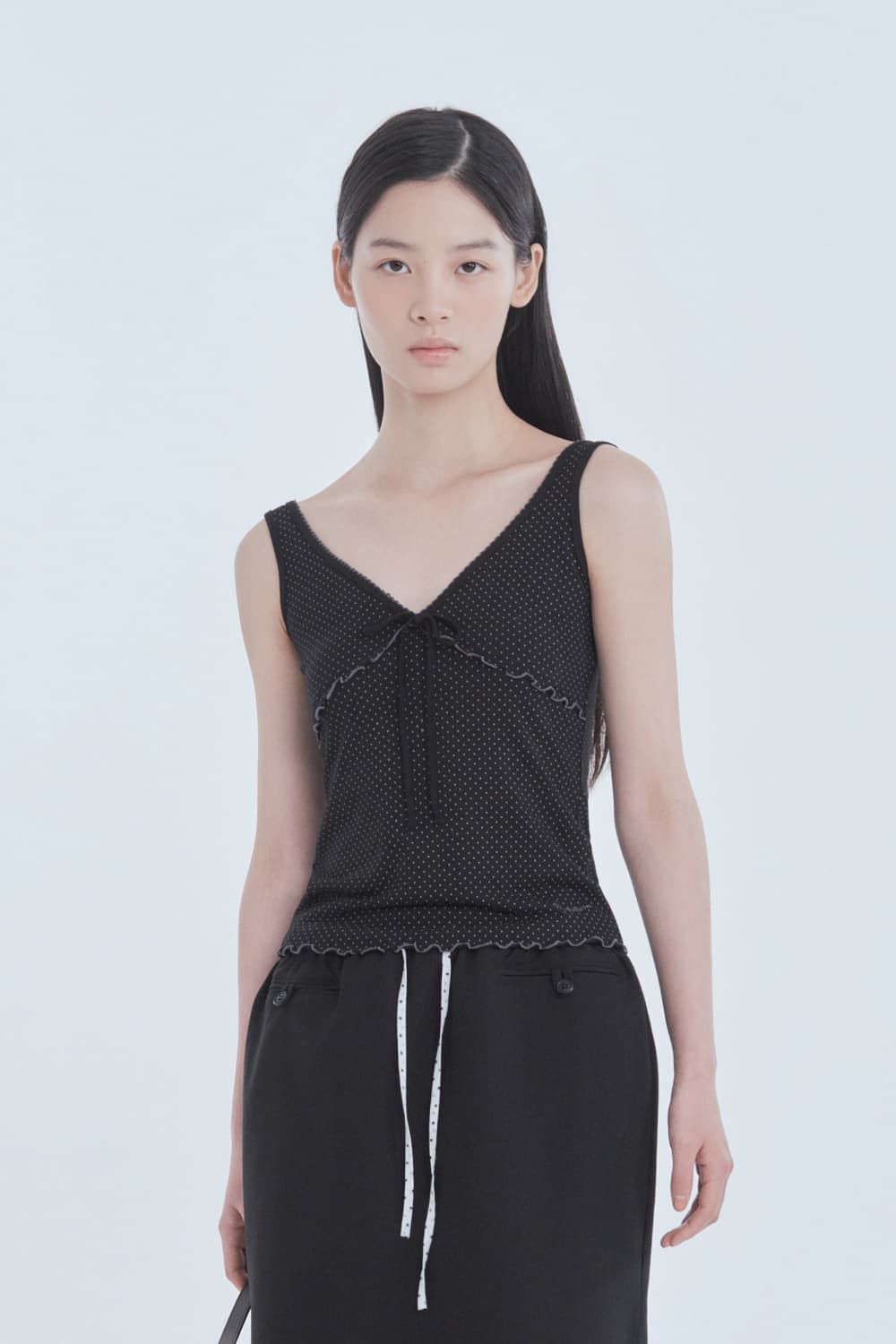 Dot Ribbon Top - Black