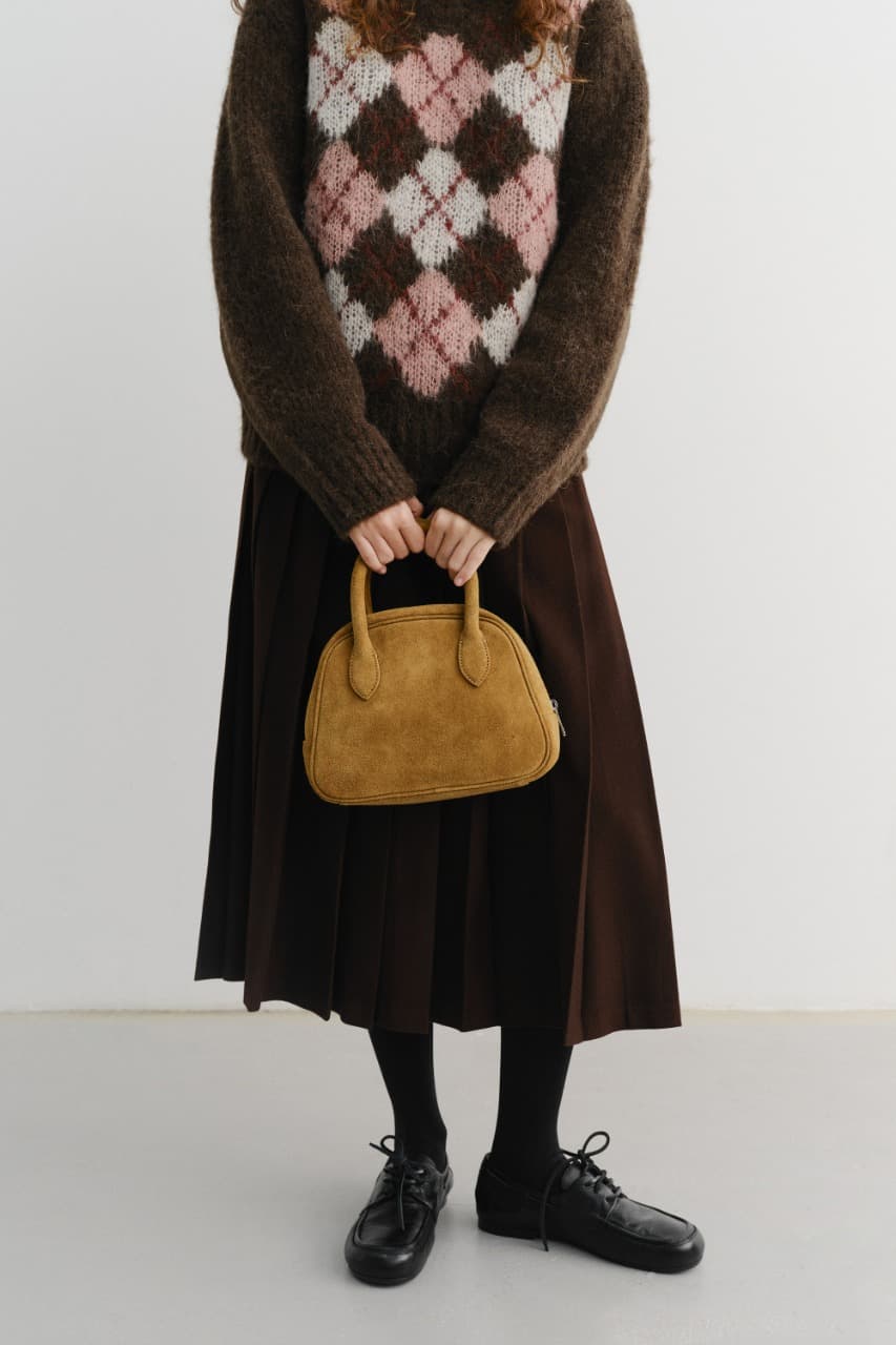 SUEDE BOSTON TOTE BAG CAMEL