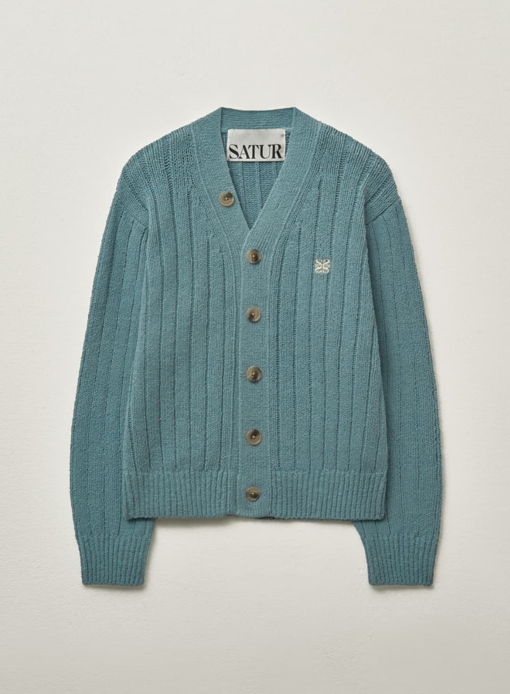 (W) Faro Over Size Boucle Cardigan - Fog Blue