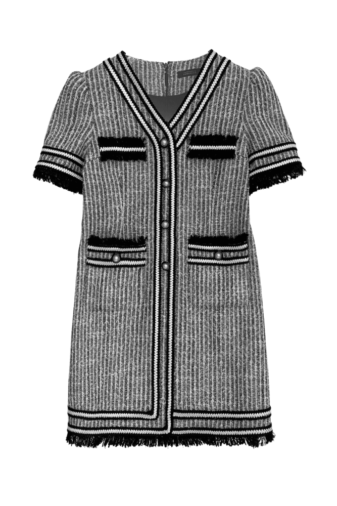 Classic Tweed Trim dress (Black)