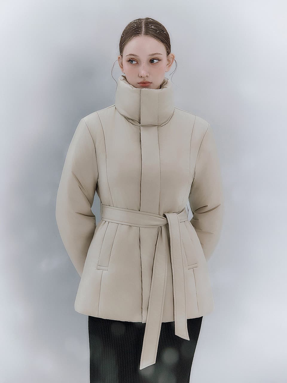 Poey Cashmere down padded jacket_Beige