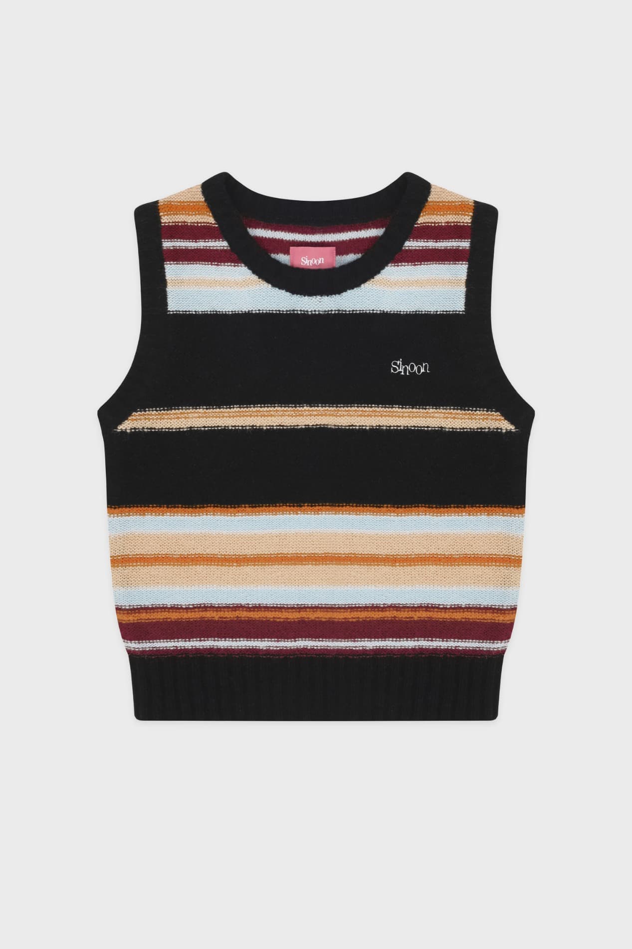 Sinoon Mix Stripe Knit Vest (Black Mix)