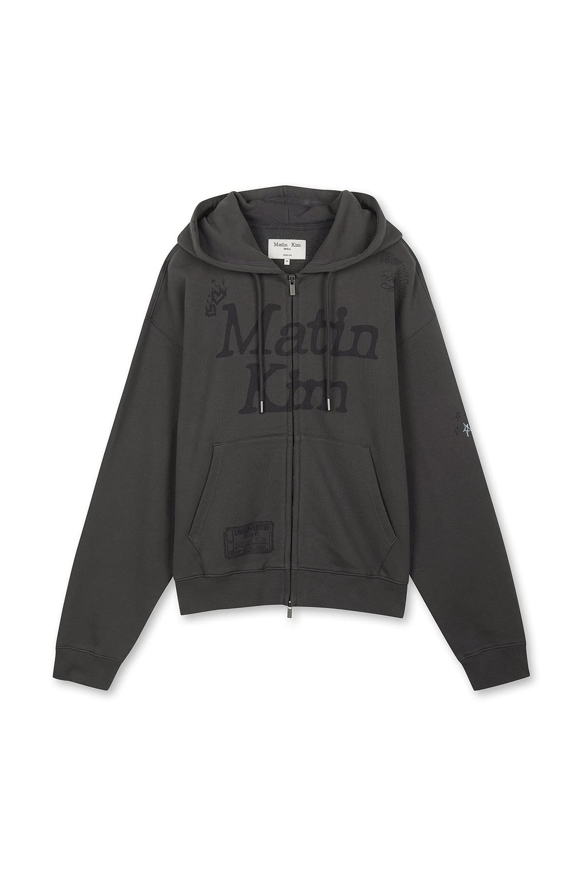 GRAFFITI ARTWORK HOODY ZIP UP IN CHARCOAL