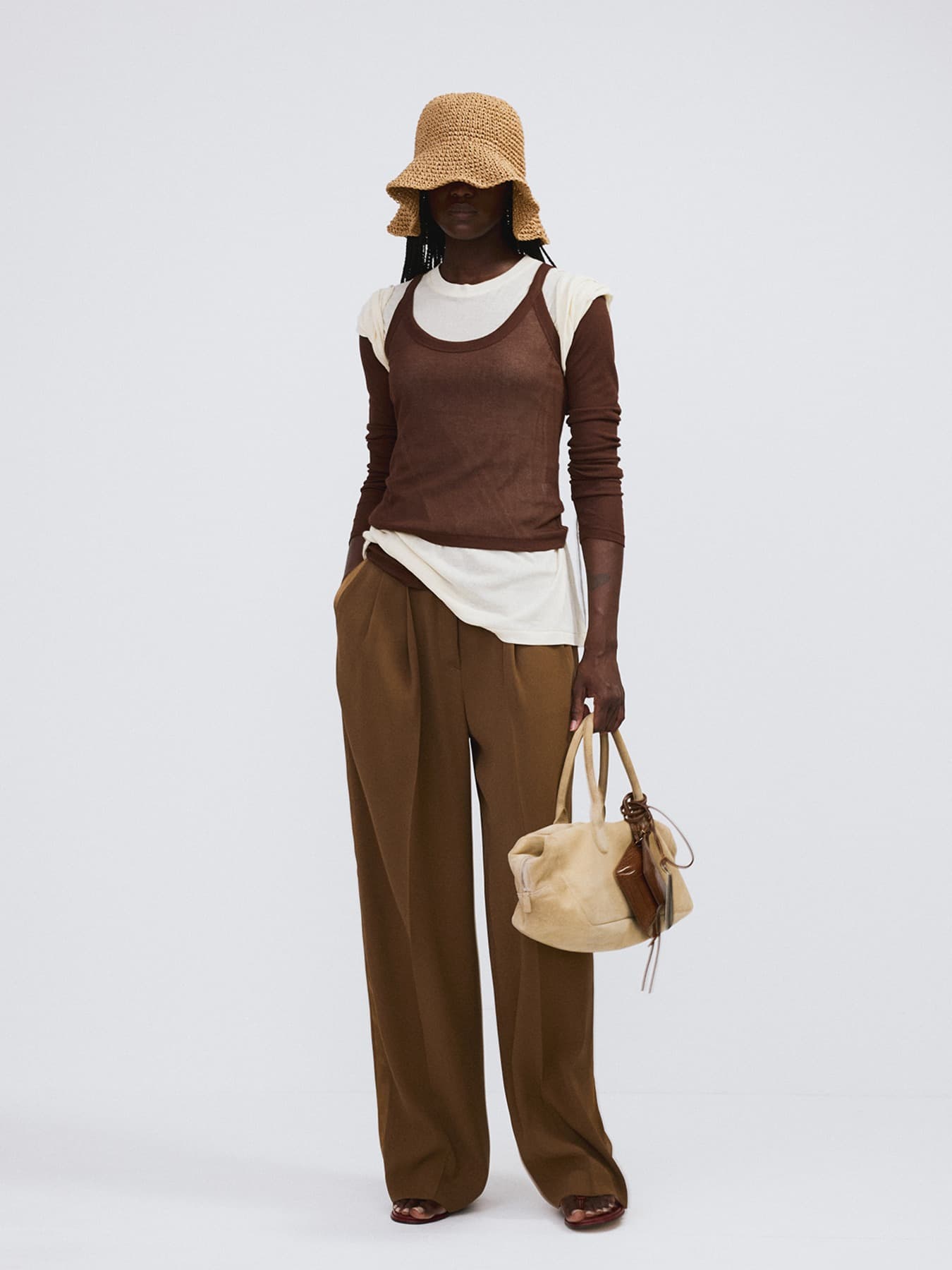 TUXEDO DETAIL FLUID SUIT PANTS (OCHRE)