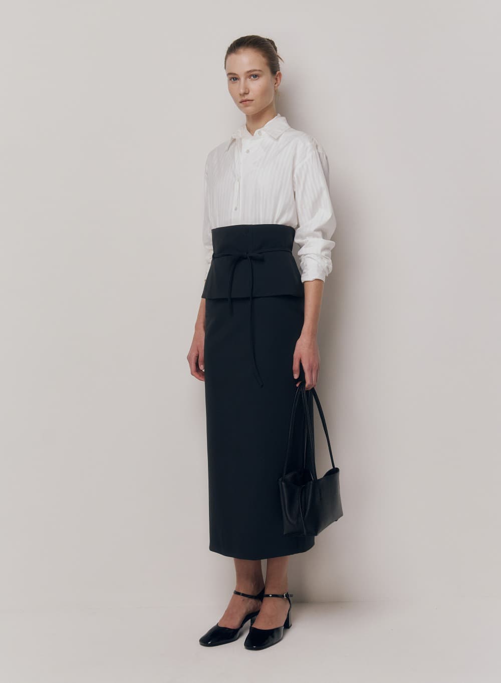 Obi Layered Skirt Dark Navy