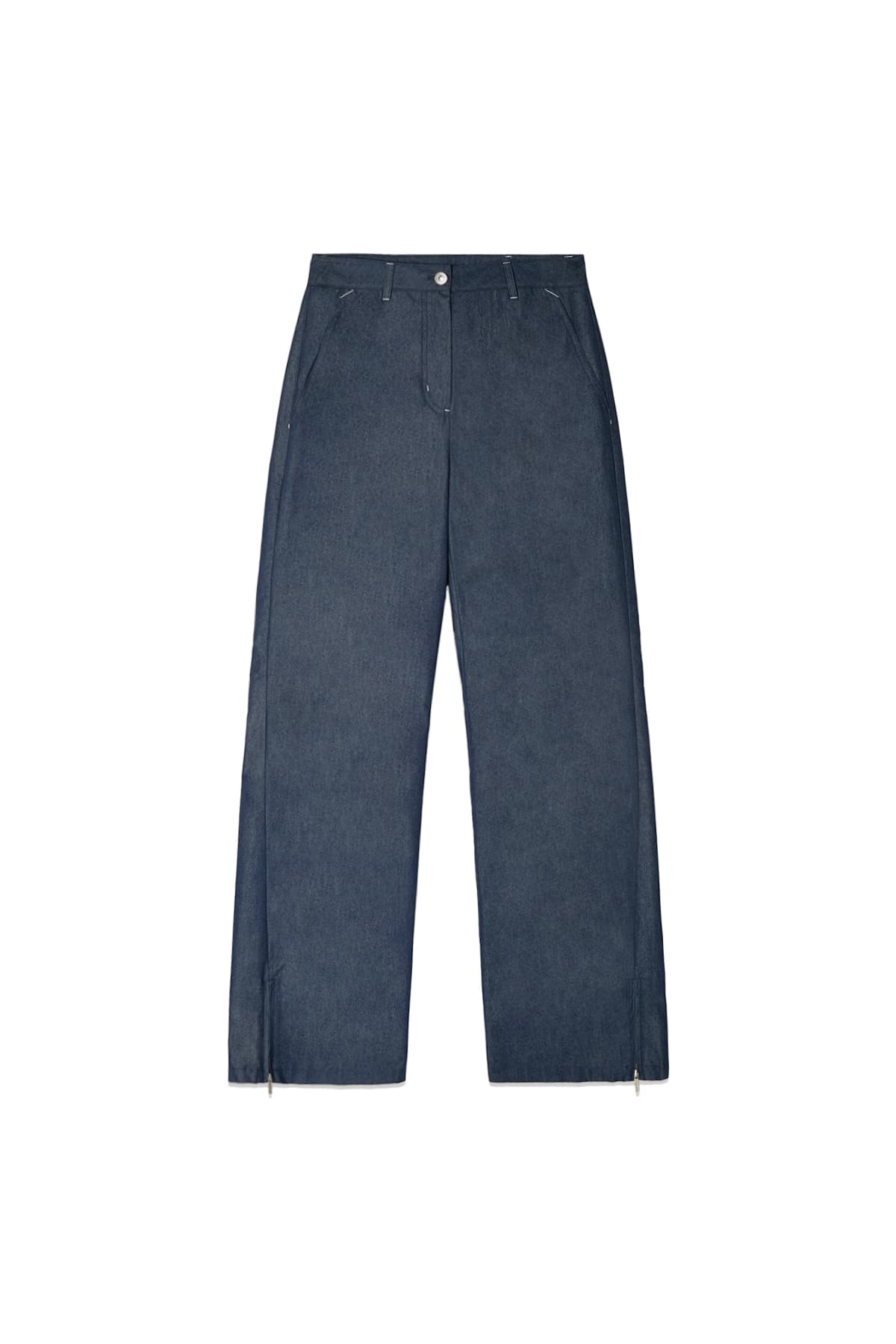 BACK TUCK DETAIL DENIM LIKE PANTS IN NAVY