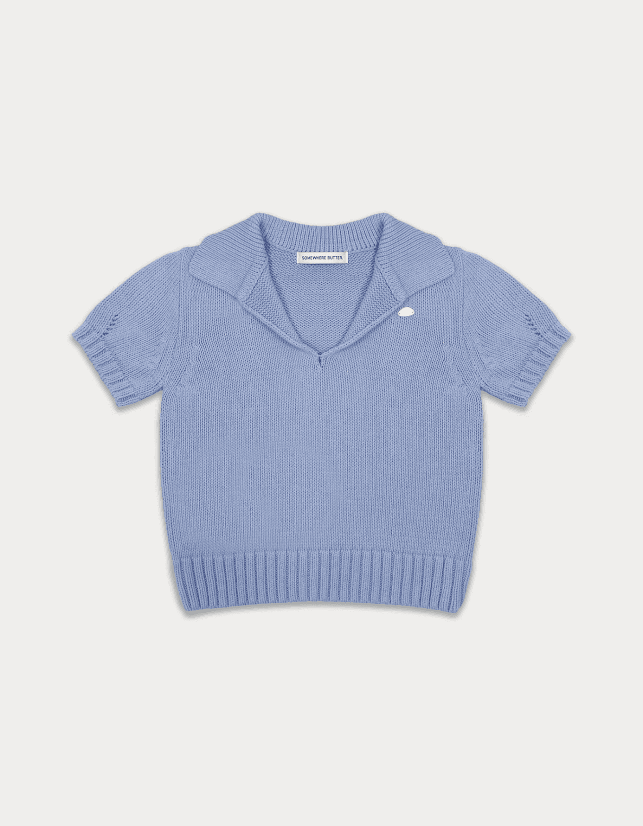 Cotton collar pendant knit - blue