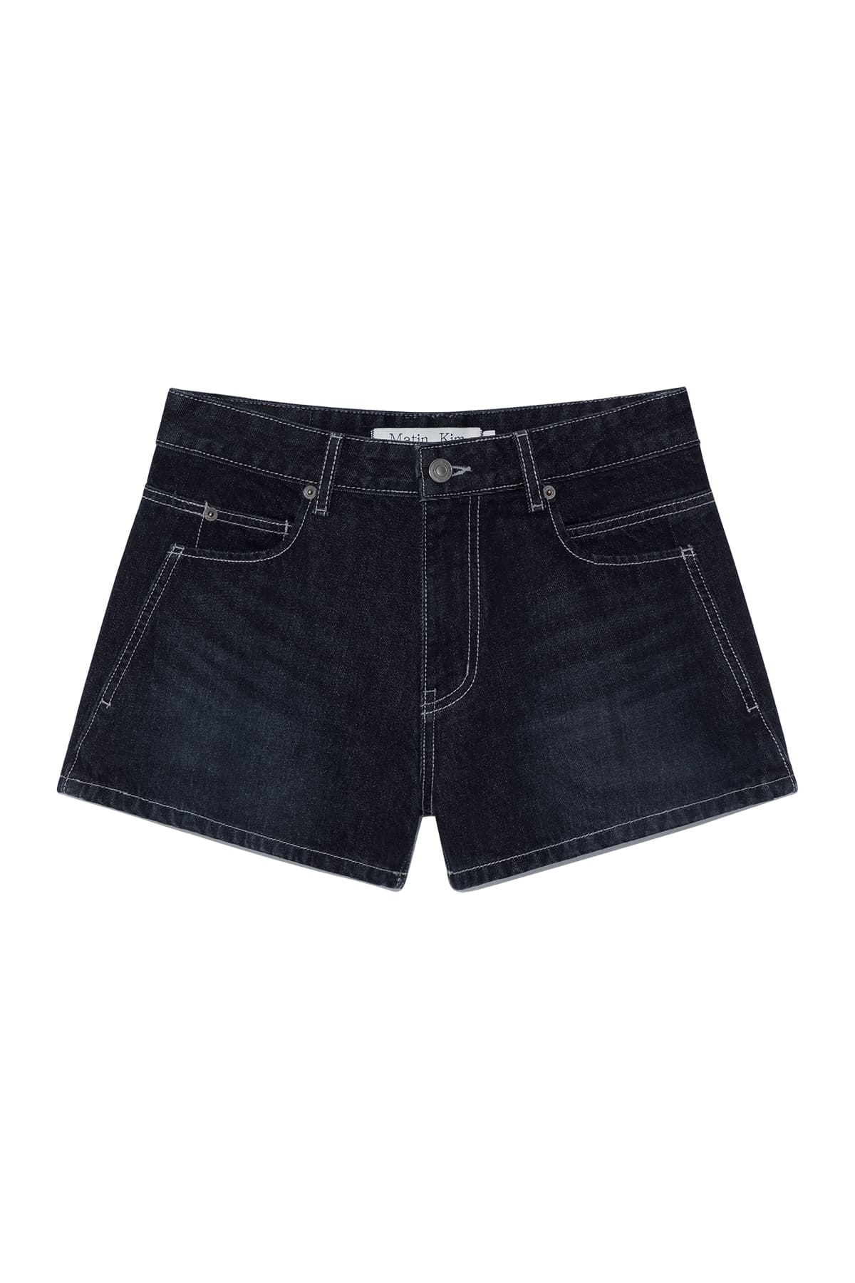STITCH POINT DENIM SHORTS IN BLACK