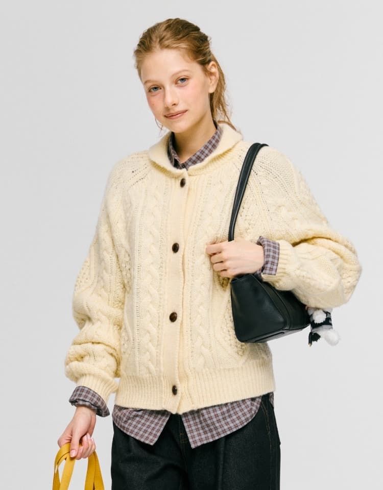 fisherman cable cardigan - butter