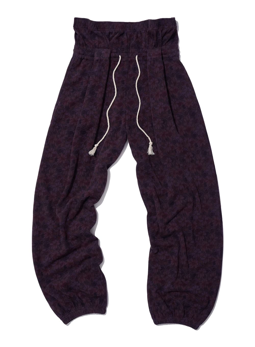 FOLDOVER WAIST PLEATED SWEATPANTS_FLORAL