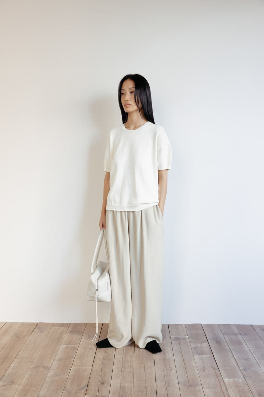 Wide Band Pants (Beige)