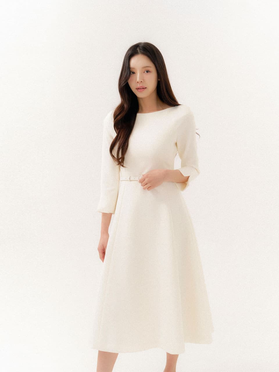 Raglan-sleeve Flare Dress/ Ivory