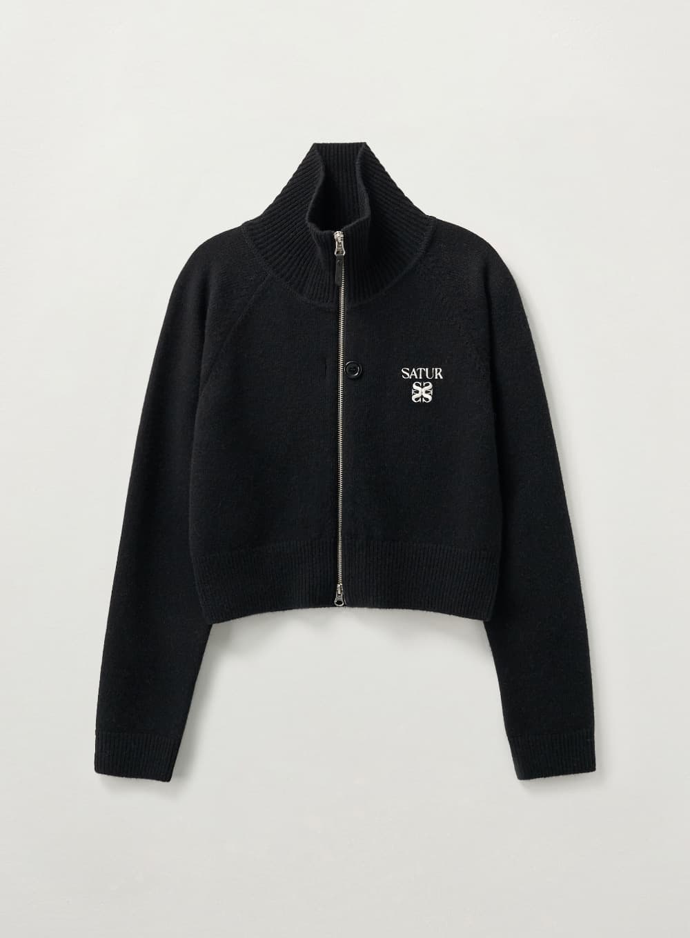 (W) Signature Logo Knit Zip-up - Black