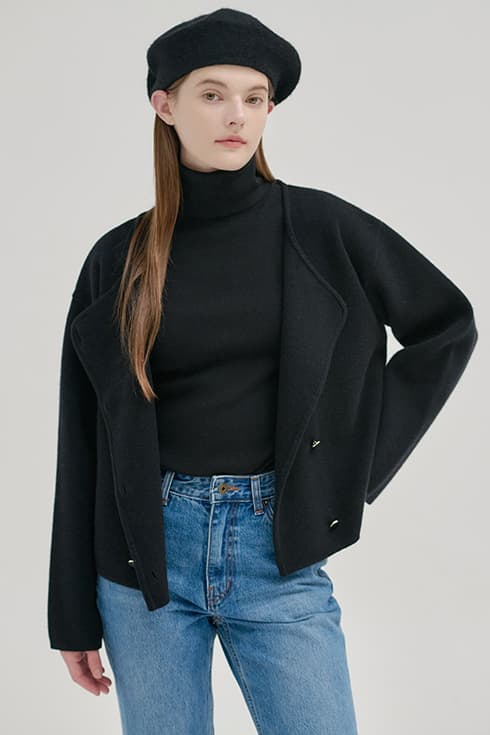 24FN trimming cardigan jacket [BK]