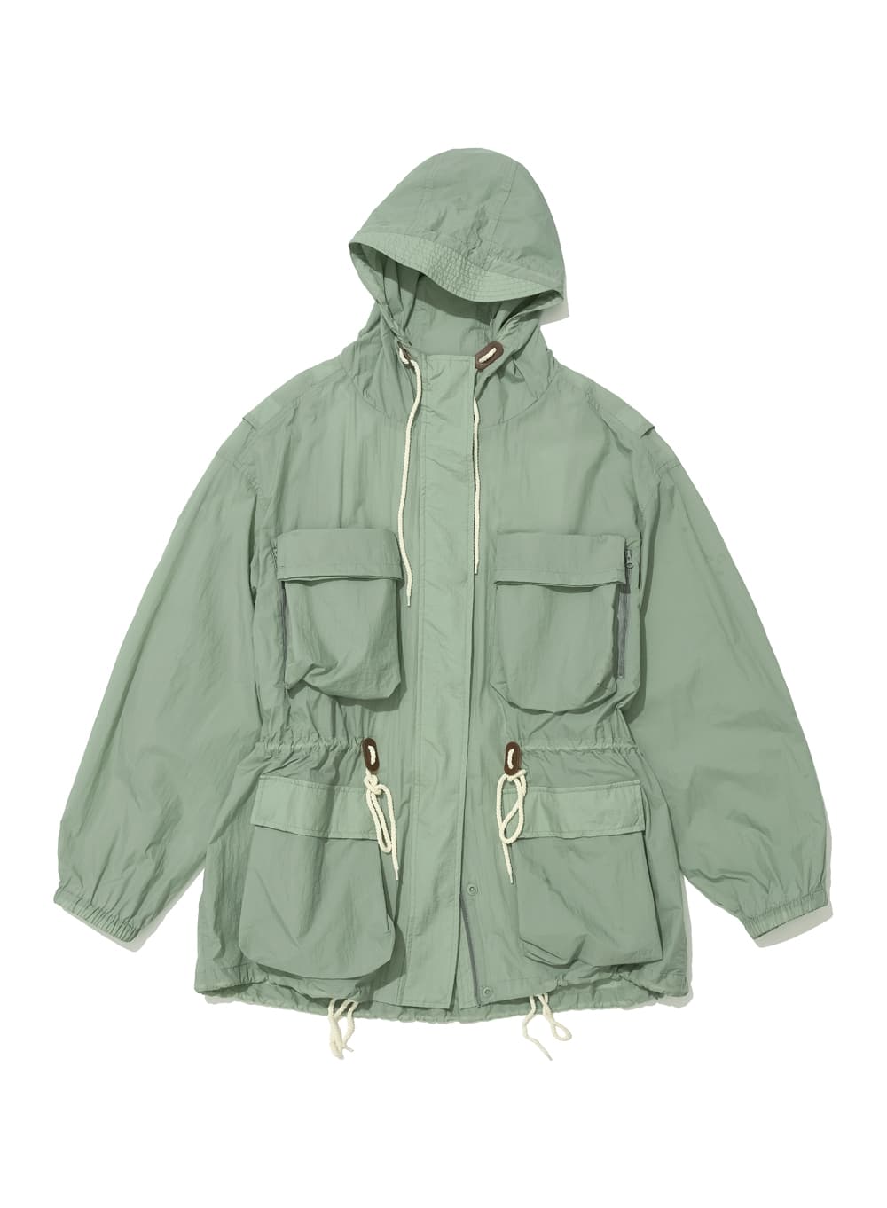 LIGHTWEIGHT HOODED UTILITY JACKET_MINT GREY