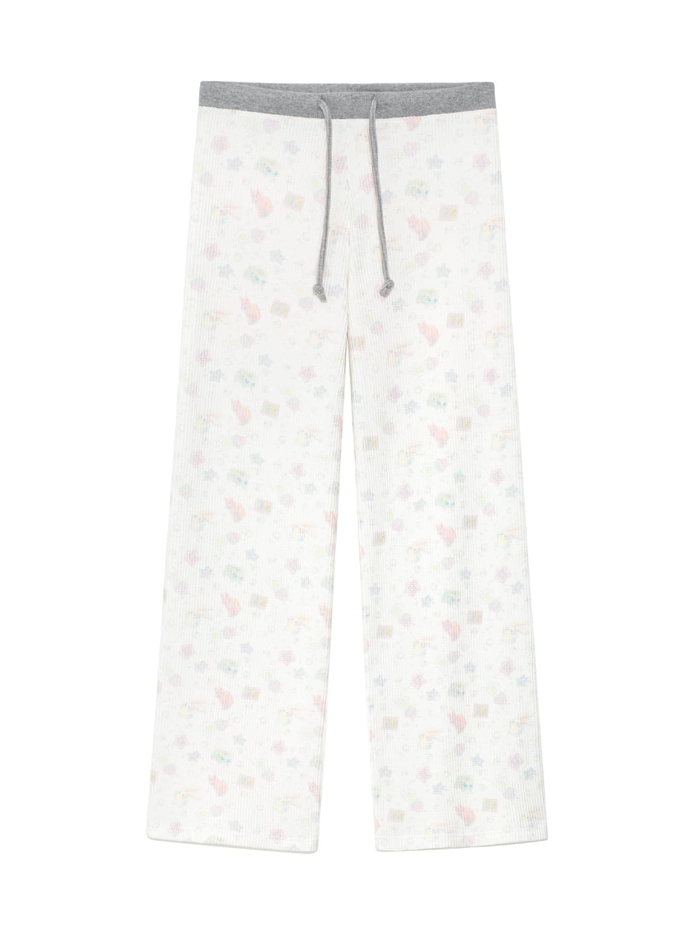 CONTRAST DREAMY WAFFLE PANTS (GRAY)