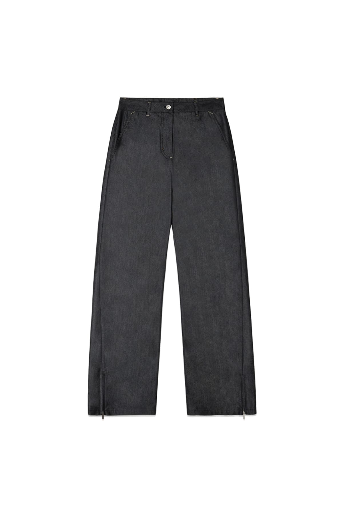 BACK TUCK DETAIL DENIM LIKE PANTS IN BLACK