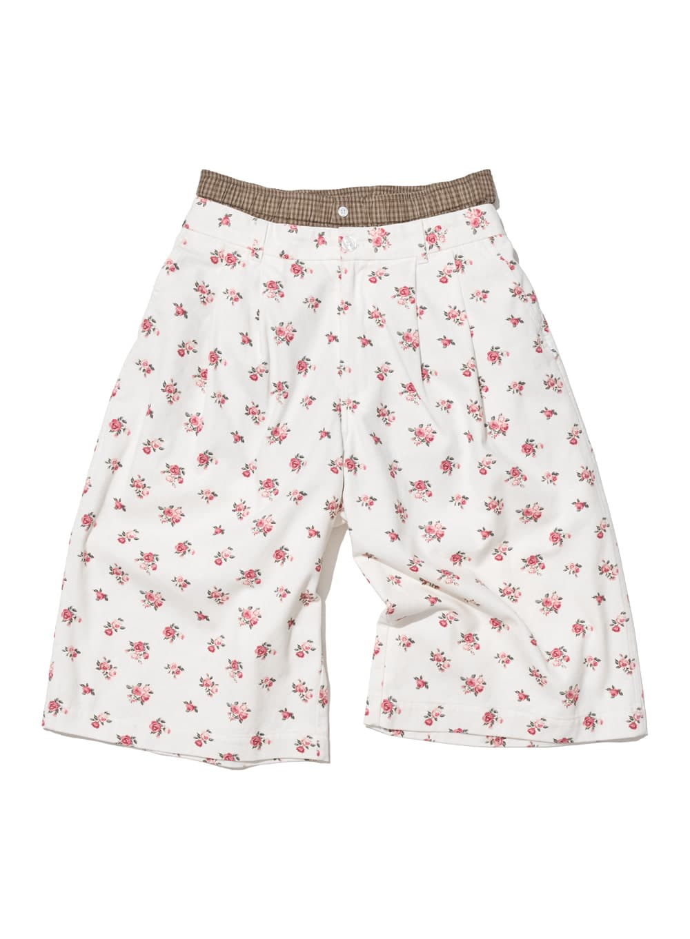 2 IN 1 DOUBLE LAYERED BERMUDA PANTS_WHITE FLORAL