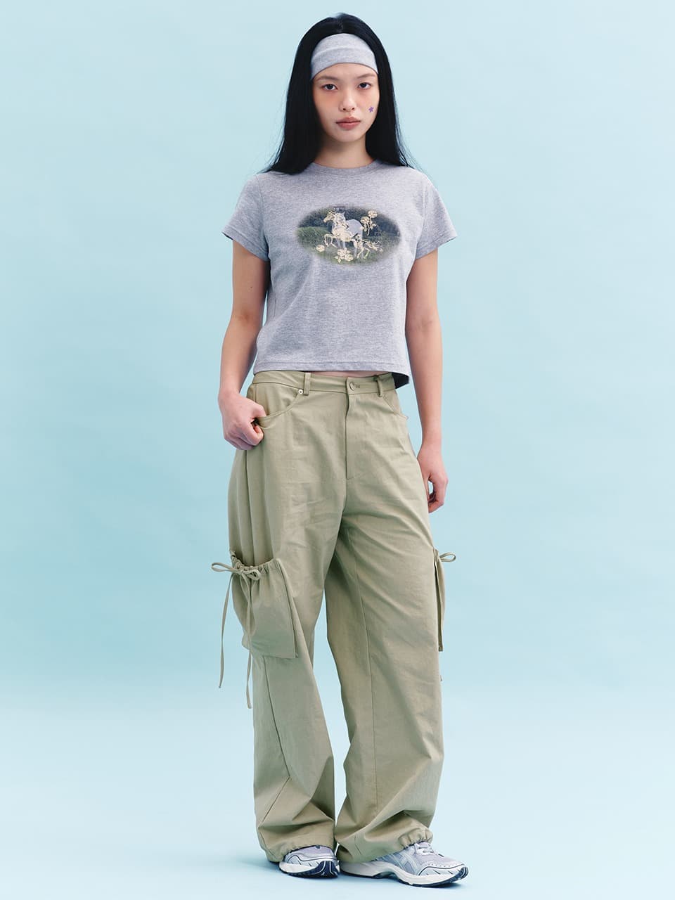 STRAP CARGO PANTS (KHAKI BEIGE)