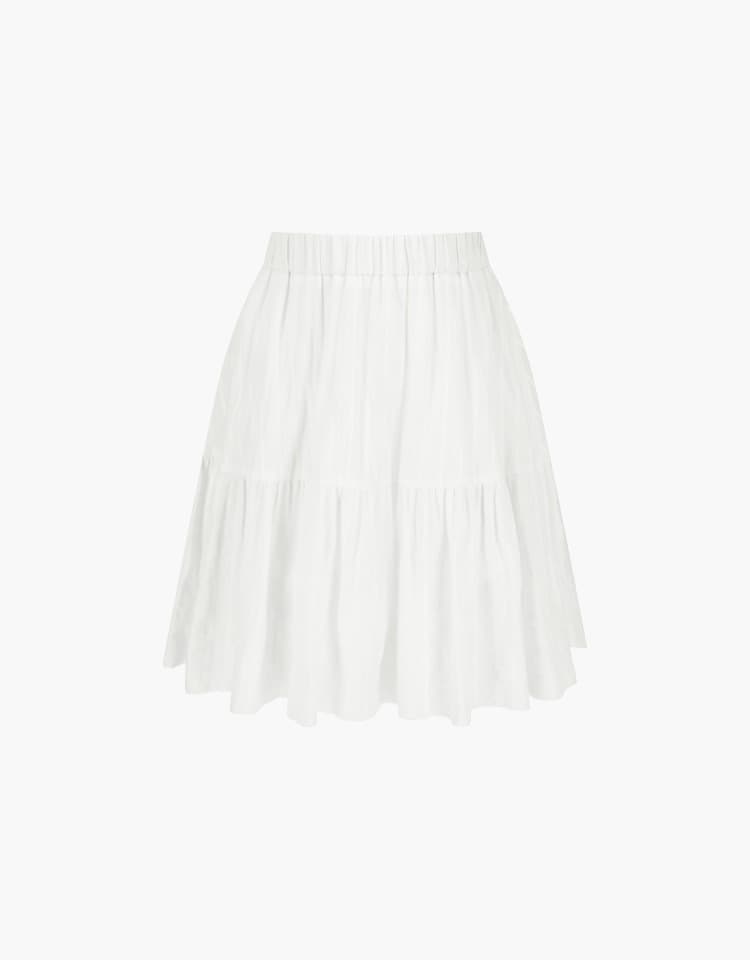shirring banding mini skirt - white