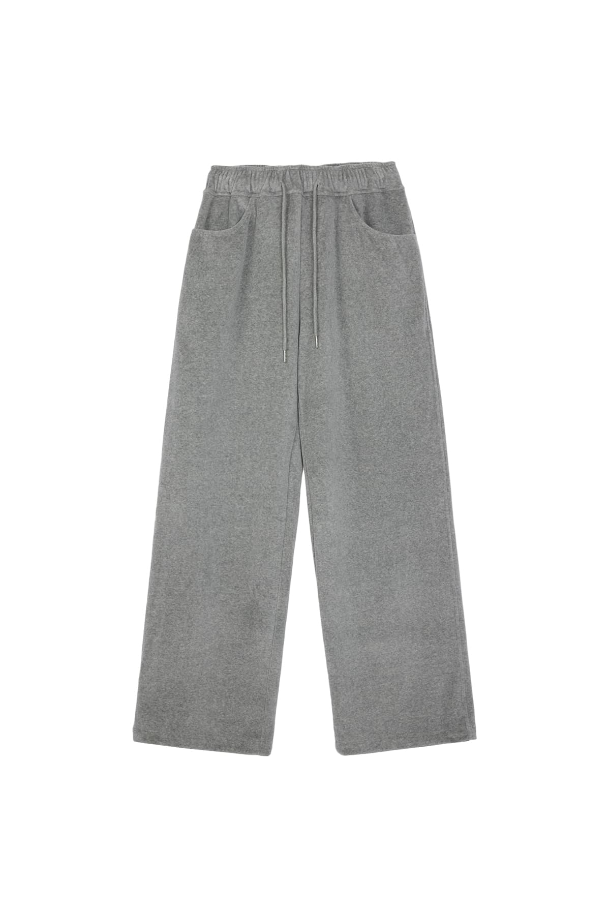 VELVET JOGGER PANTS - LIGHT GREY