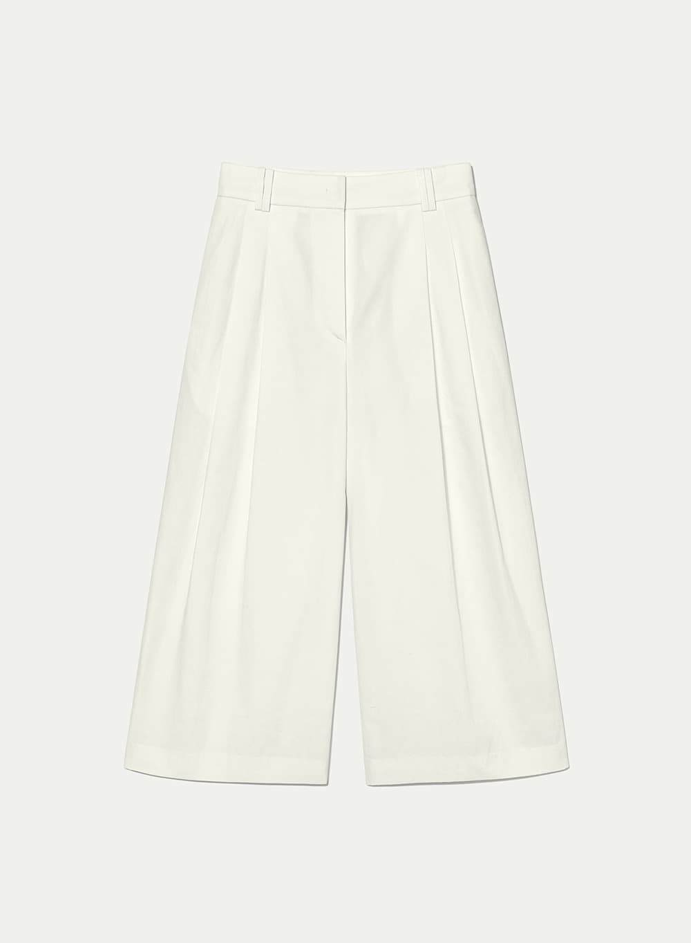 Cropped Cotton Balloon Trousers Ivory