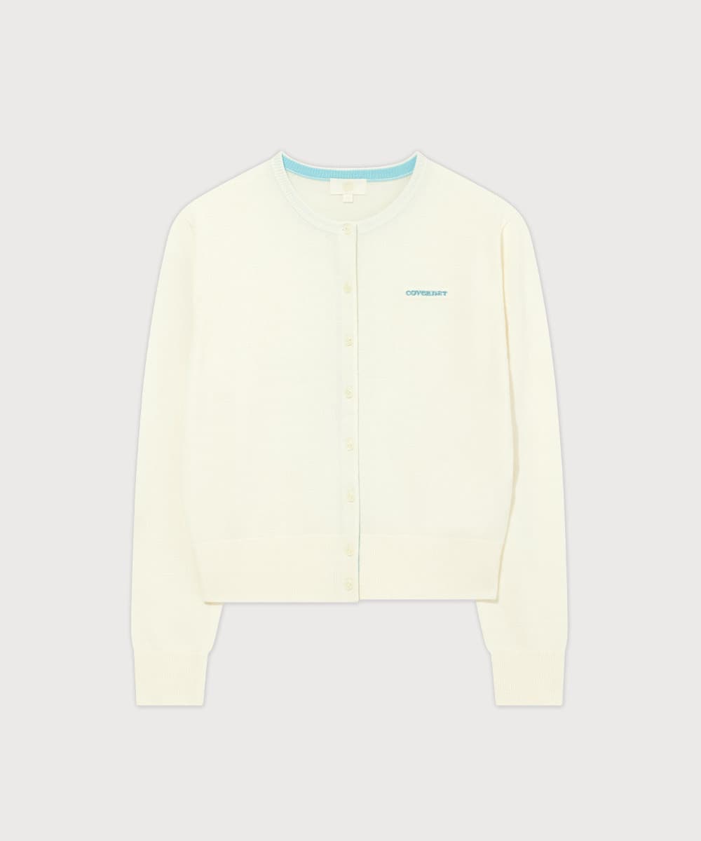 우먼 베이직 쿠퍼로고 가디건 Ivory