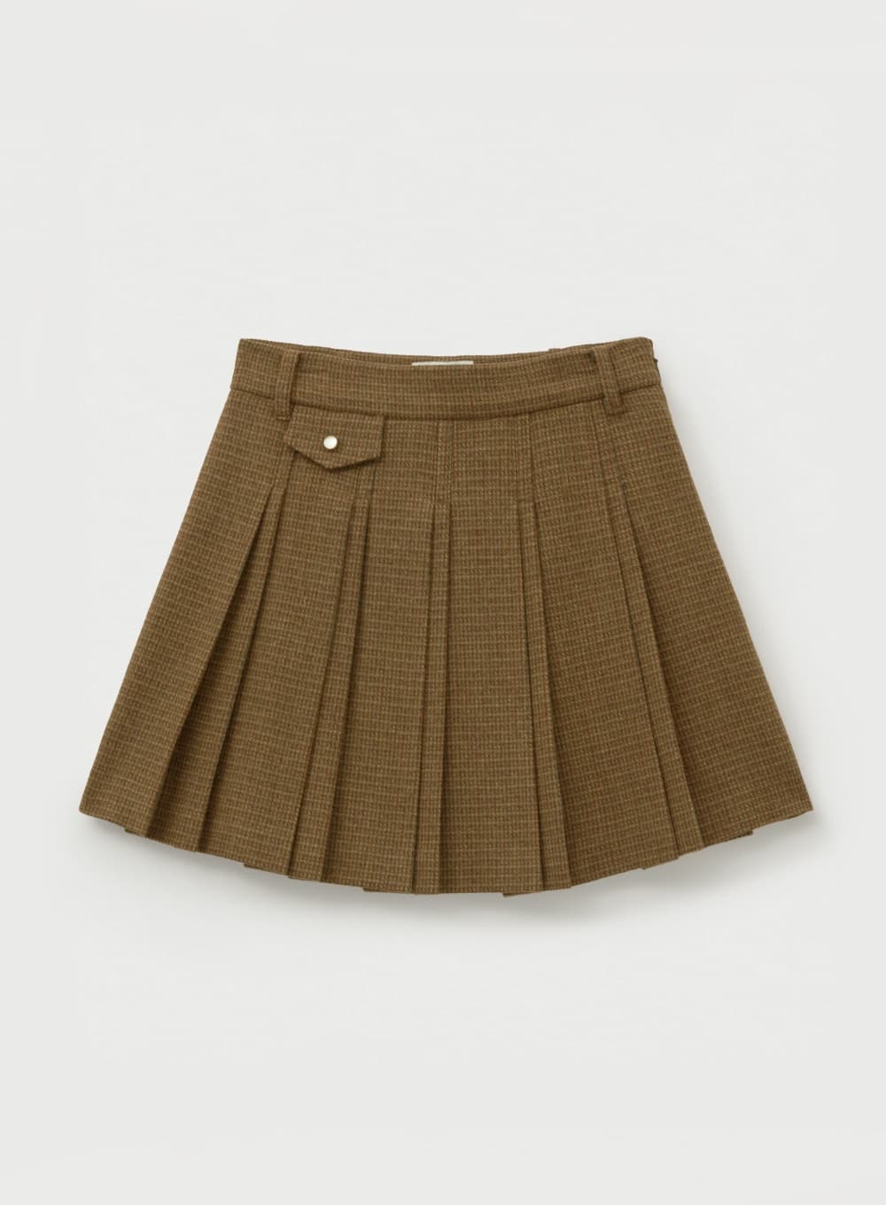 (W) Check Pleats Mini Skirt - Brown