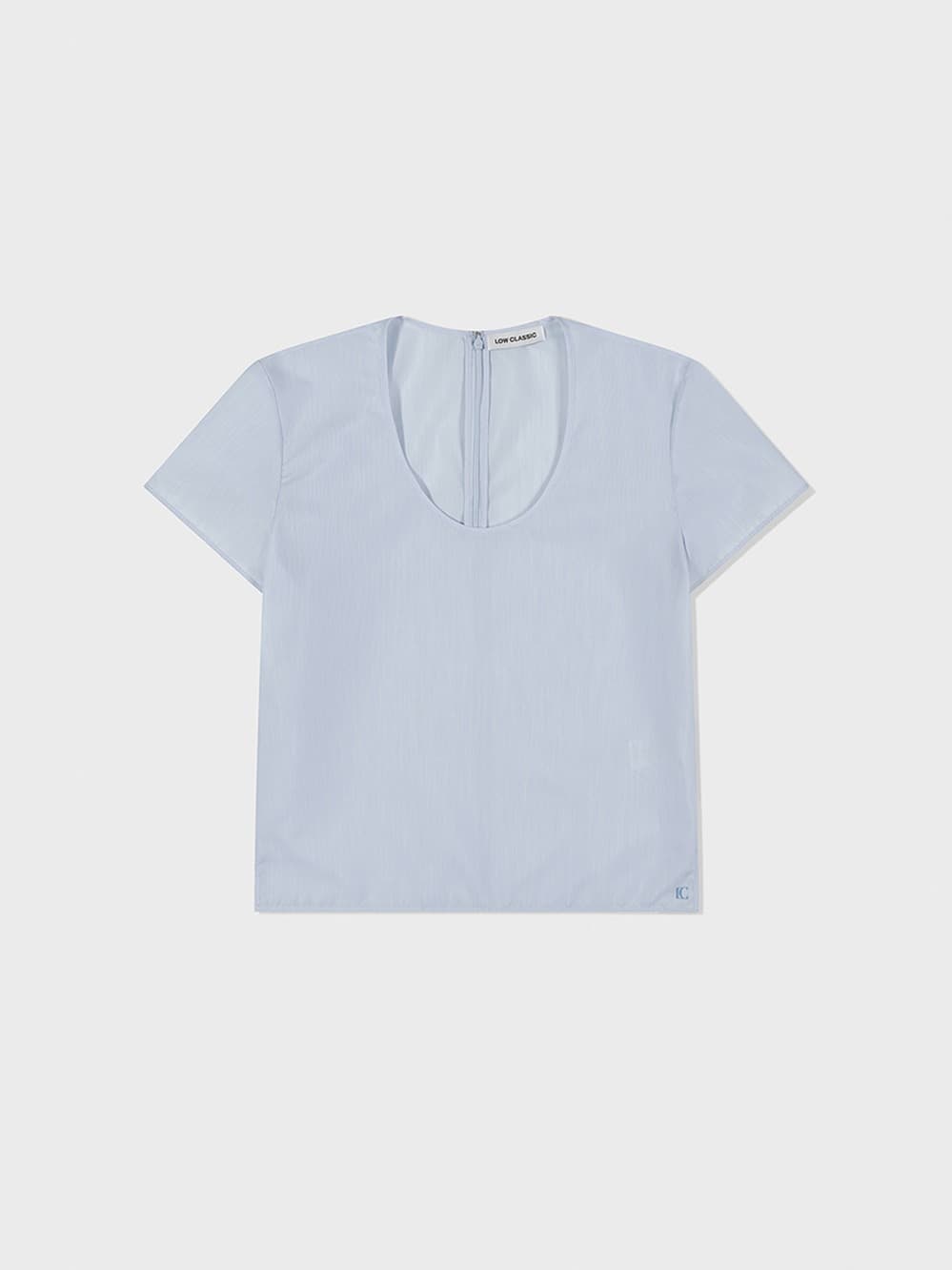 U-Neck Logo Blouse_Light Blue