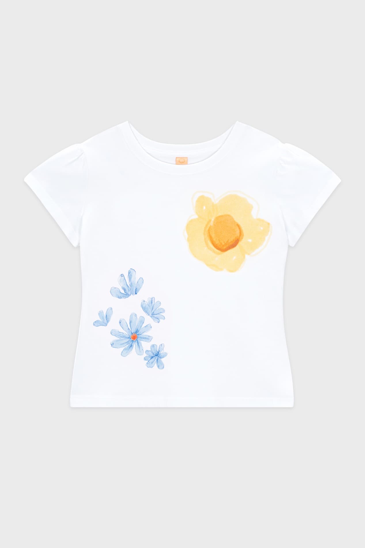 Floral Leaf Puff T-Shirt (White)