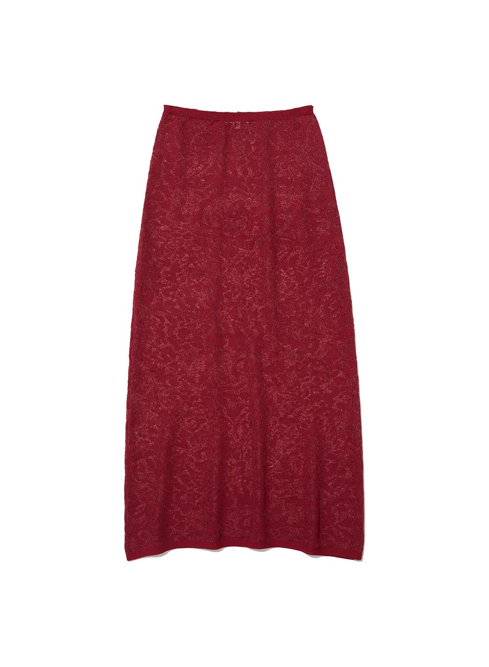 CROCHET KNIT MAXI SKIRT_RED