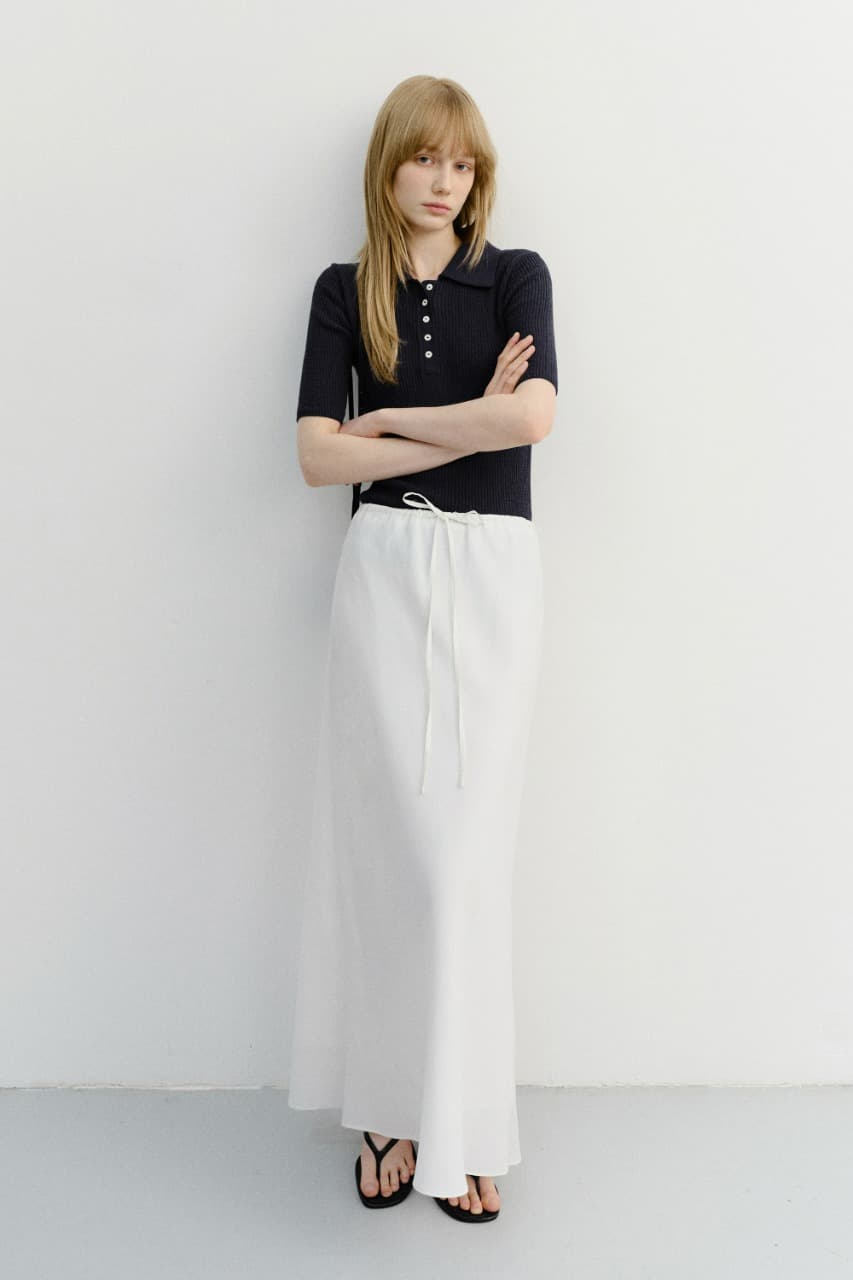 LINEN MAXI SKIRT WHITE_UDSK6B221WT