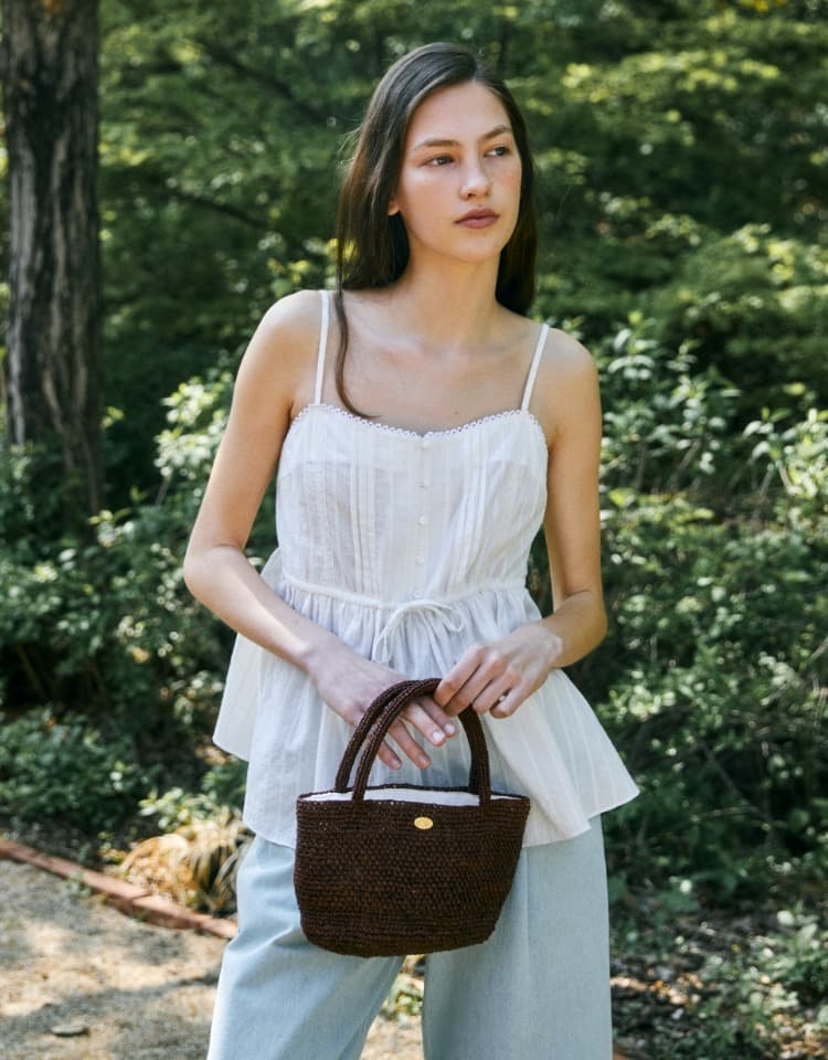 raffia bag (mini-tote) - brown