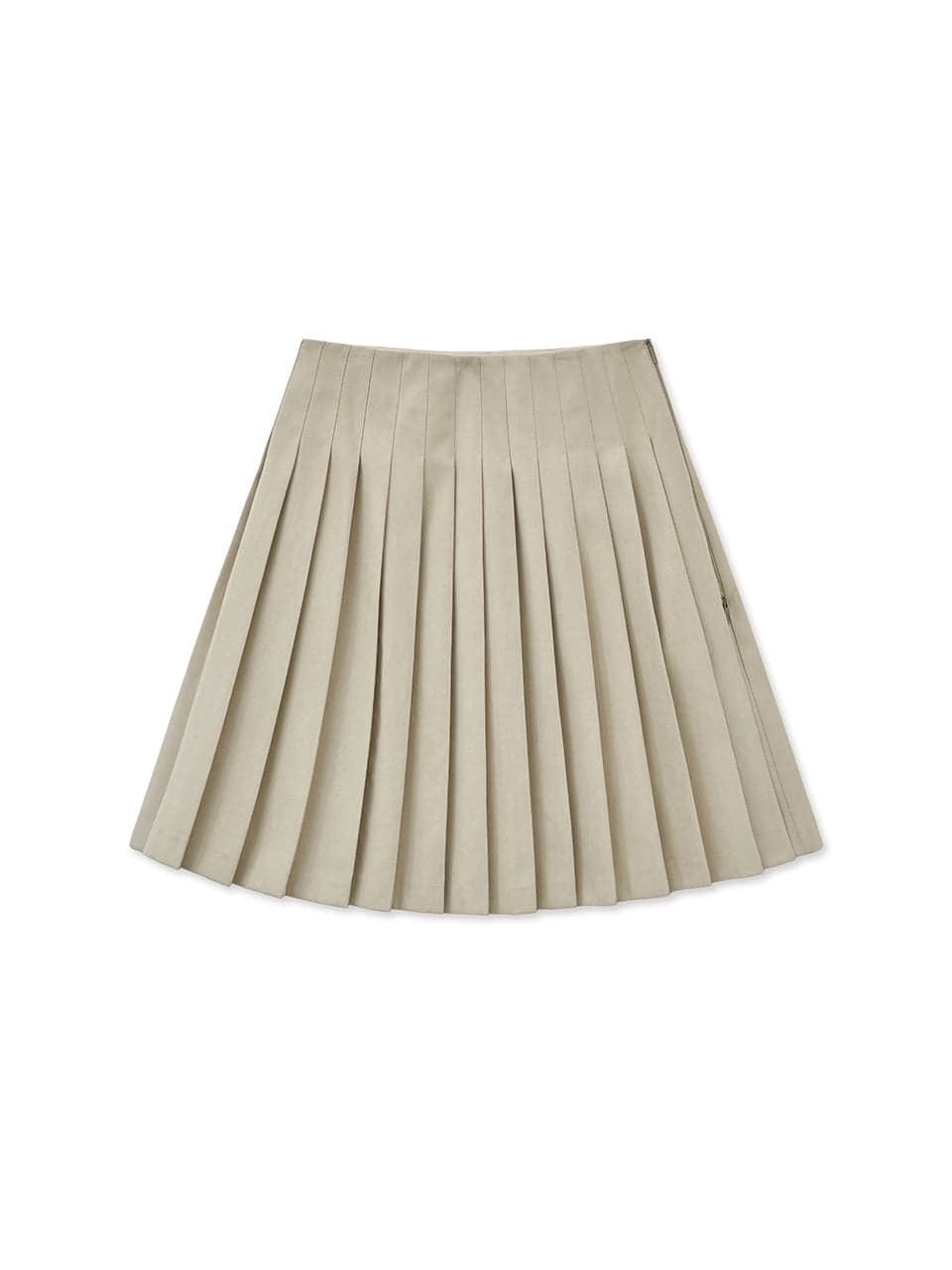 SIDE ZIPPER PLEATS MIDI SKIRT IN LIGHT BEIGE