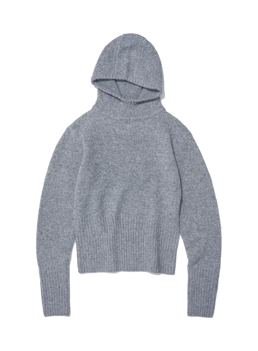 CUT-OUT WARMER KNIT HOODIE_MELANGE