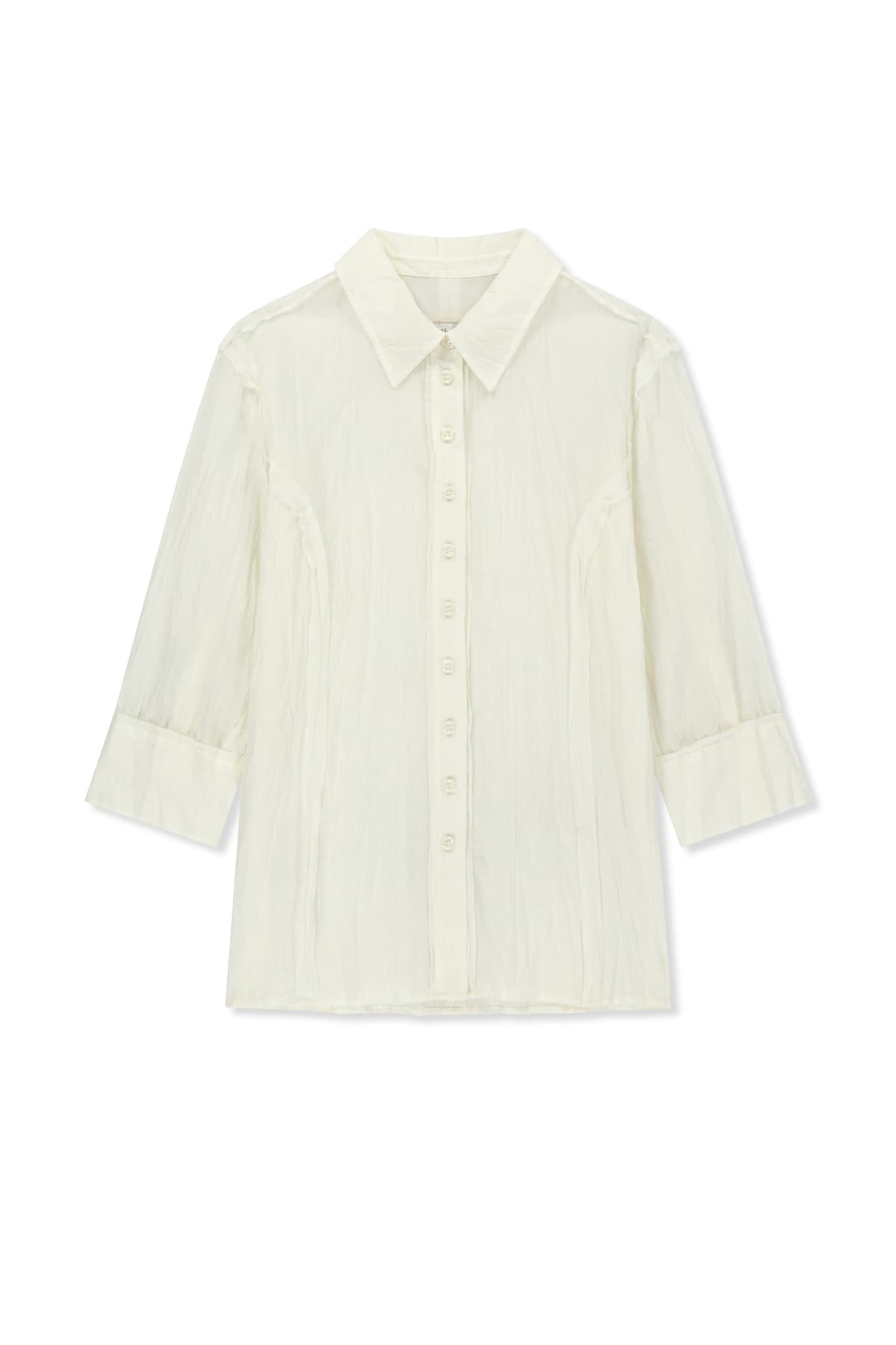 RAW EDGE CRINKLE BLOUSE IN CREAM