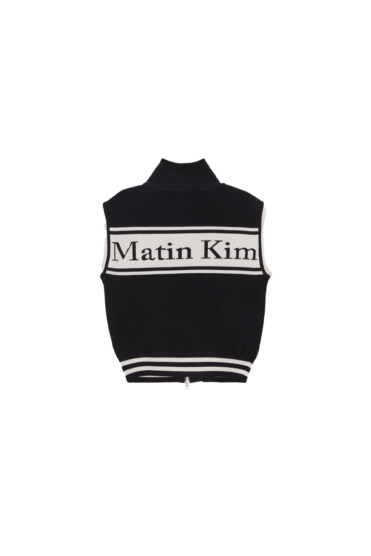 SPELL POINT STRIPE KNIT VEST IN BLACK