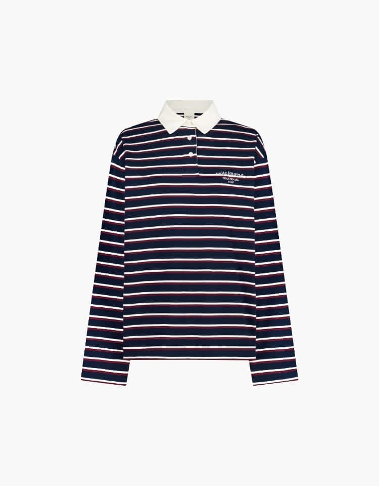 stripe rugby t-shirt - burgundy